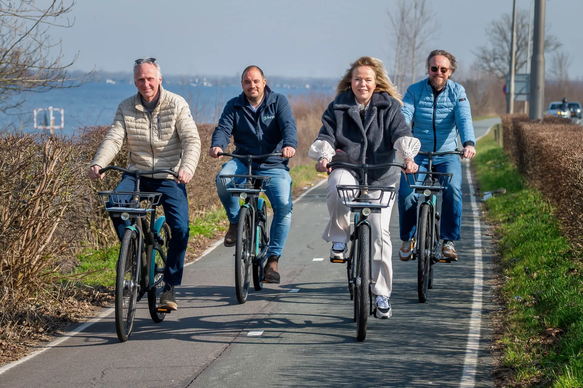 Four users riding bikes at De Ronde Venen